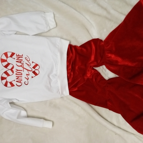 NWT Candy Cane Cutie White Sweatshirt and Pants Set - Picture 13 of 14